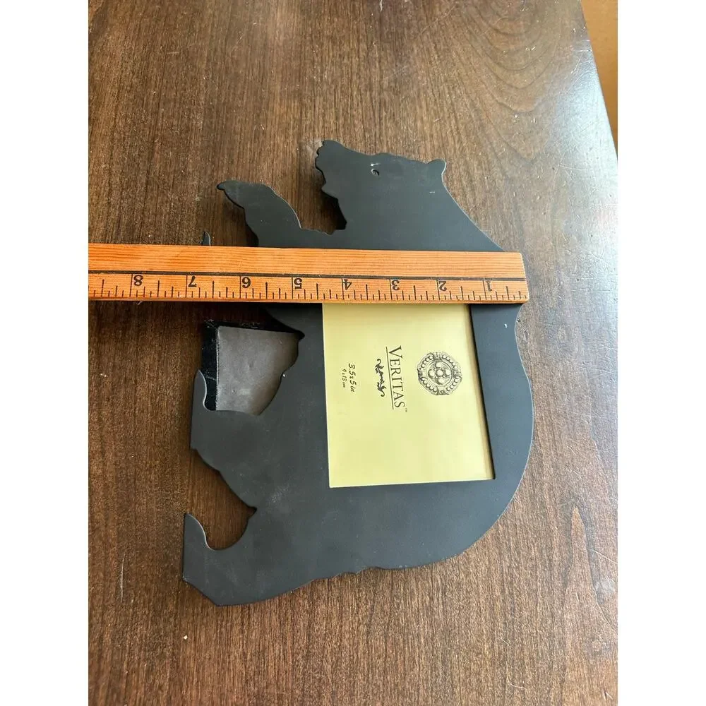 New black bear shaped tabletop picture frame from Veritas holds 3.5